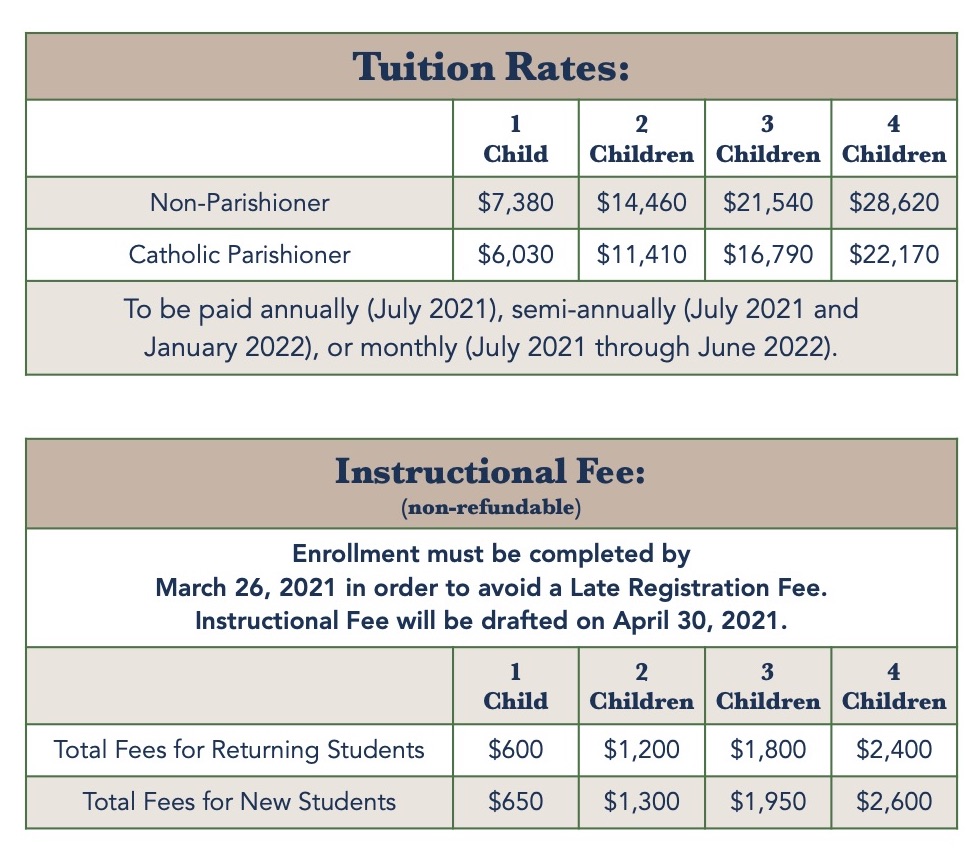 Tuition & Fees St. Andrew Catholic School